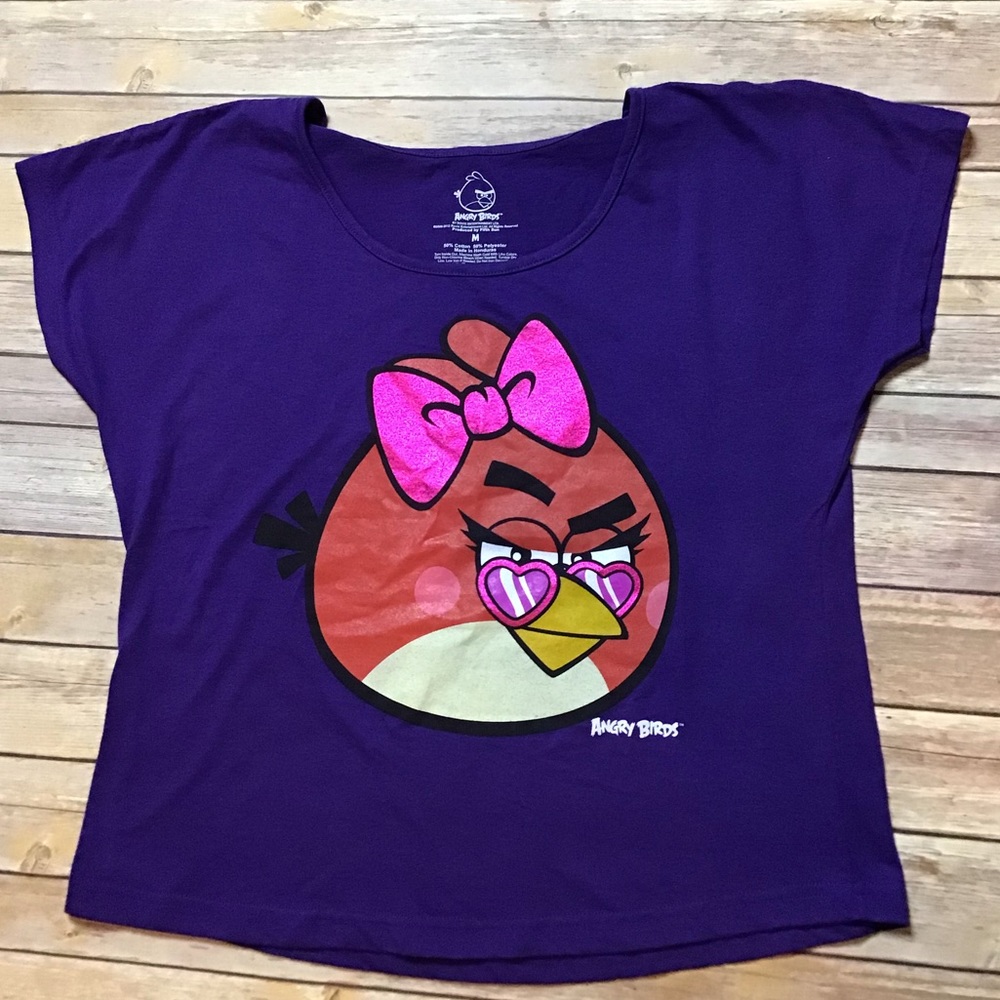 Angry Birds-Purple Girl’s Short Sleeved Top Sz Med